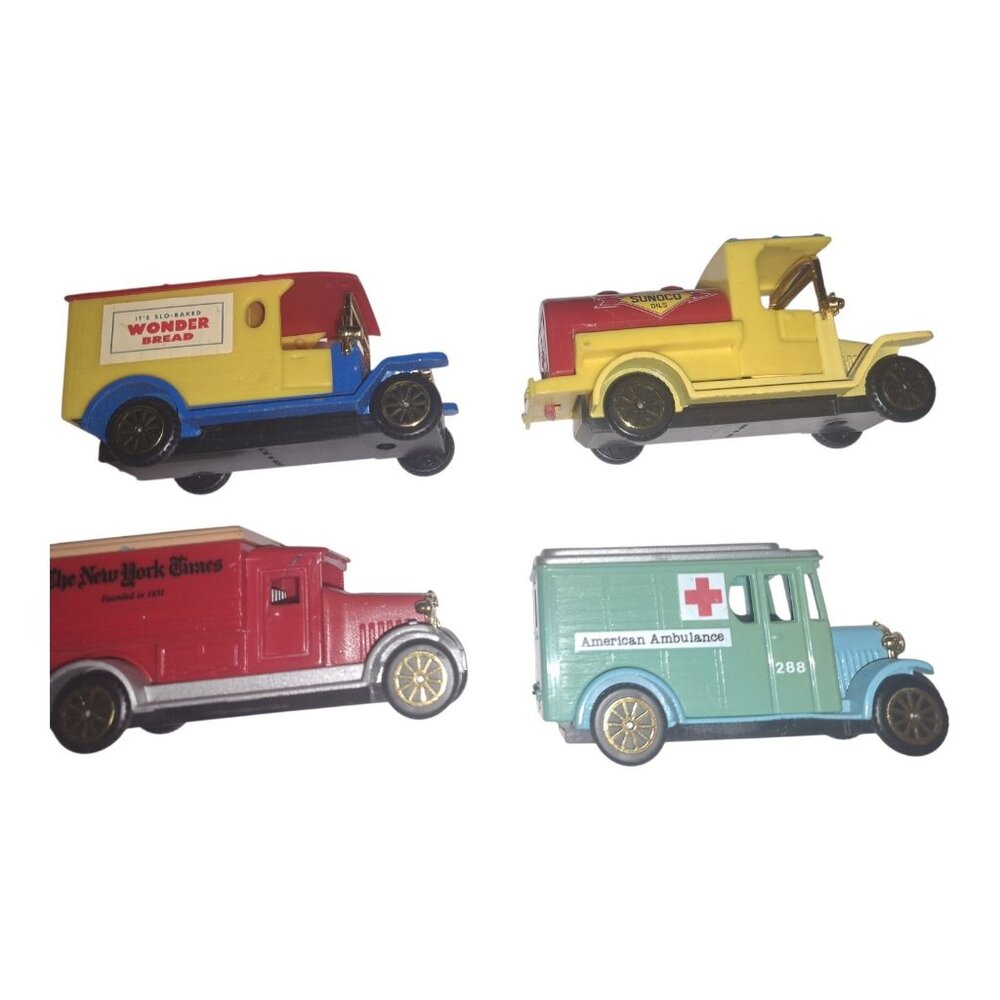 Collectors Toy Trucks 4 Different  Readers Digest Sunoco, NY Times, Wonder Bread